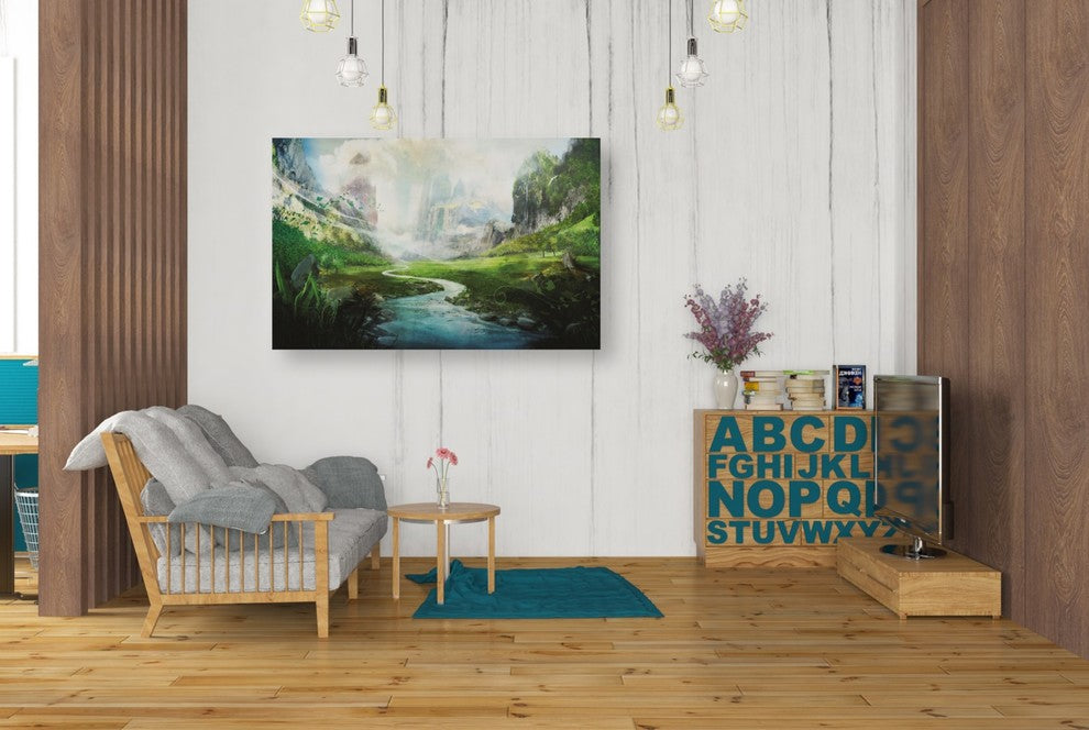 Epic Graffiti "Peaceful River" by Jonathan Lam, Giclee Canvas Wall Art, 26"x40"