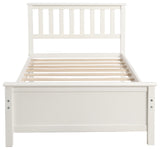 Gewnee Wood Twin Size Platform Bed with Headboard and Footboard in White