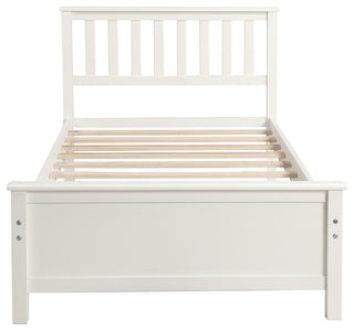 Gewnee Wood Twin Size Platform Bed with Headboard and Footboard in White