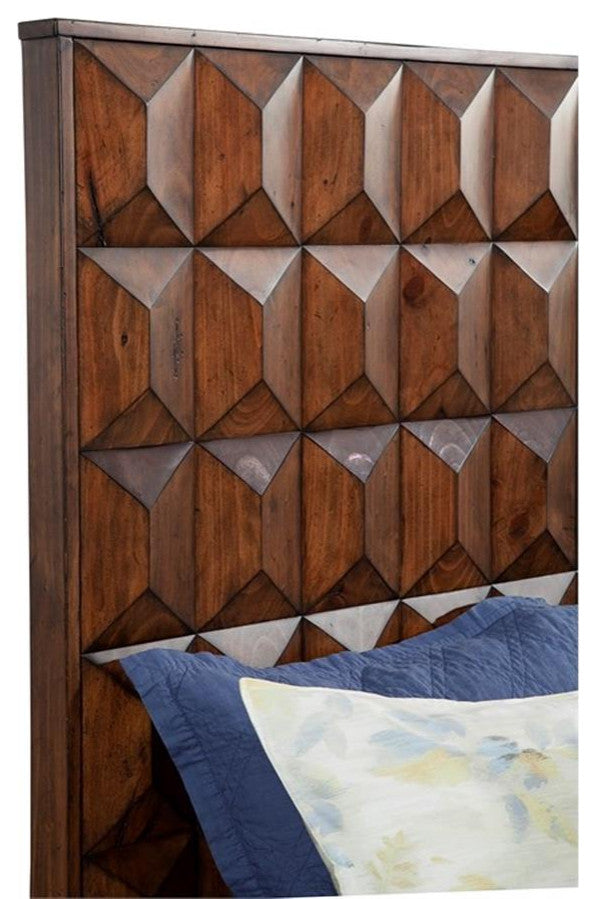 Origins by Alpine Trig Standard King Wood Panel Bed in Antique Brown
