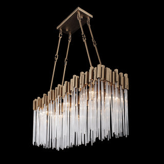Matrix 6 Light Linear Pendant in Havana Gold with Clear Fluted Glass