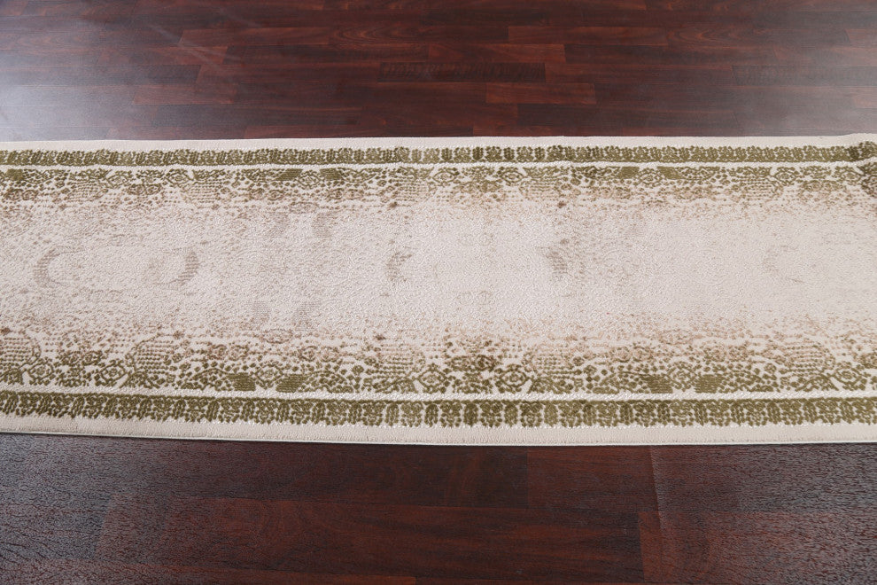 Turkish Geometric Damask Transitional Oriental Rug Home Decor Carpet 3x10
