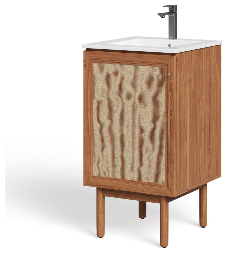 Hanalei Bathroom Vanity, Oak, 18", Single Sink, Freestanding