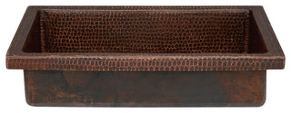 Premier Copper VREC20SK1DB 20" Rectangle Skirted Vessel Hammered Copper Sink