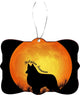Belgian Tervuran Dog Silhouette Moon Design Rectangle Christmas Tree Ornament