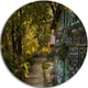 Pathway In The Green Garden, Landscape Round Wall Art, 23"
