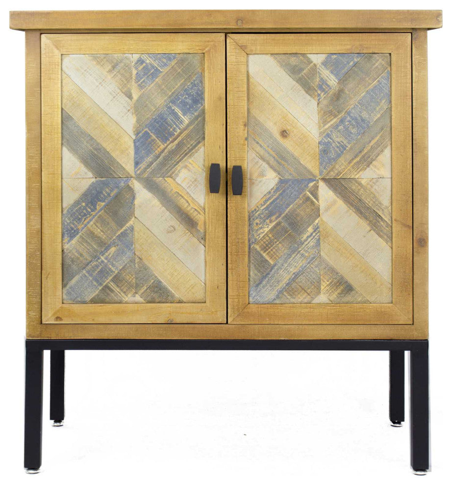 Updated Rustic Natural and Grey Two Door Sideboard