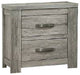Benzara BM232687 Wooden Nightstand With 2 Drawers and Metal Bar Handles, Gray