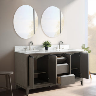 Vanity Art Bathroom Vanity With Sink, Driftwood Gray, 60" Double
