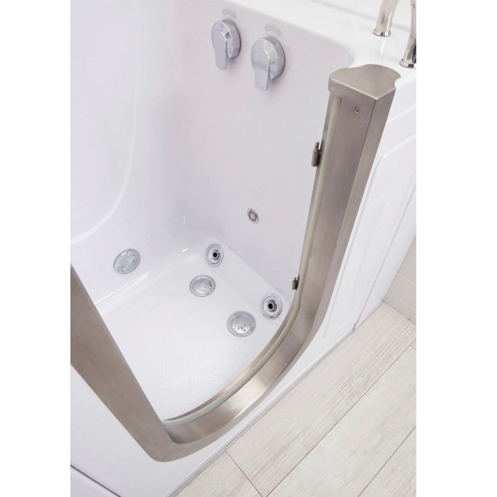 Ella Royal 32"x52" Acrylic Massage Walk-In Bathtub Inward Swing Door, Dual Drain