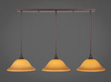 Stem 3-Light Pendalier with Hang Straight Swivel, Bronze/Cayenne Linen