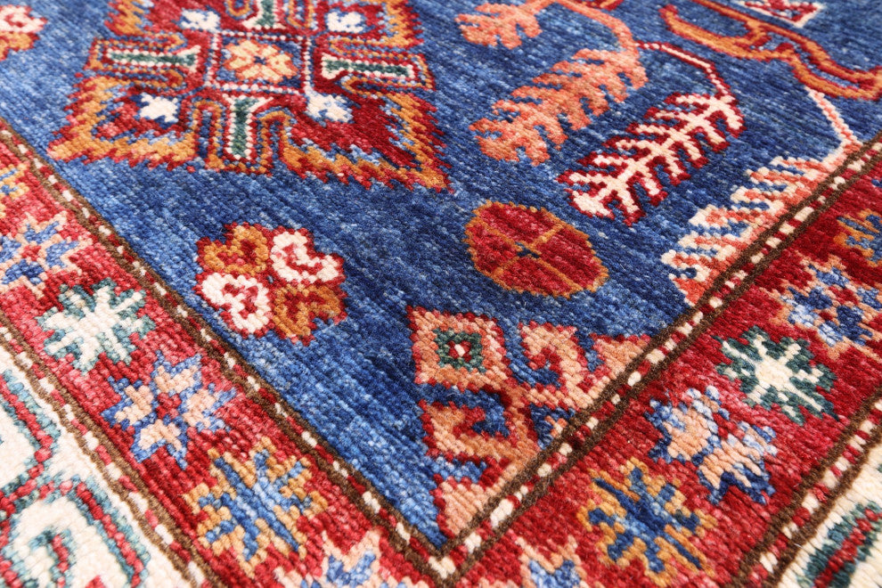 2' 10" X 4' 2" Super Kazak Handmade Geometric Rug Q10281
