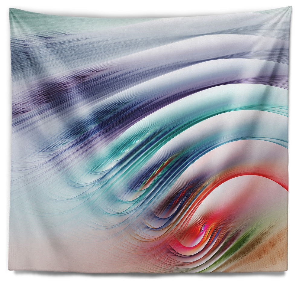Water Ripples Rainbow Waves Abstract Wall Tapestry, 92"x78"