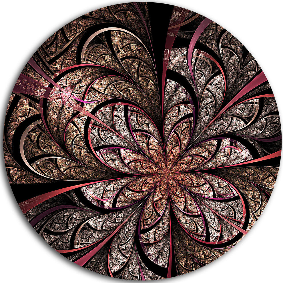 Glowing Fractal Flower Design, Floral Disc Metal Artwork, 23"