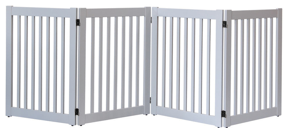 Solid Wood Pet Gates by Amish Craftsman, 32" High, 4 Panel, Pumice Gray