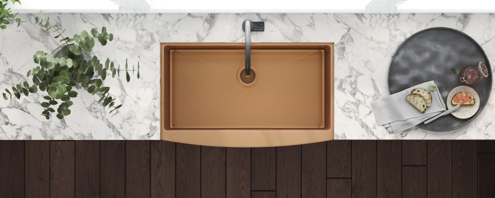 30-inch Farmhouse Sink - Copper Tone Matte Bronze Stainless Steel - RVH9660CP