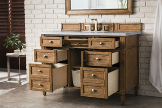 Brittany 48" Saddle Brown Single Vanity w/ 3 CM Arctic Fall Solid Surface Top