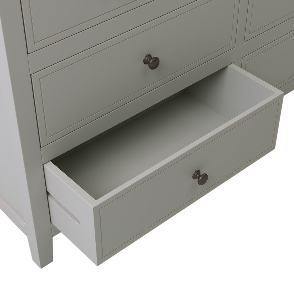 7-Drawer 48" W Solid Wood Dresser, Gray
