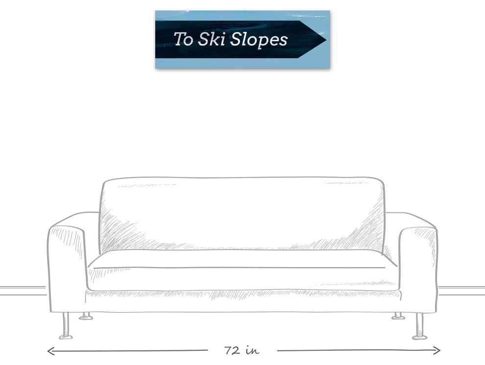Ski Slopes Arrow Sign 36x12 Canvas Wall Art