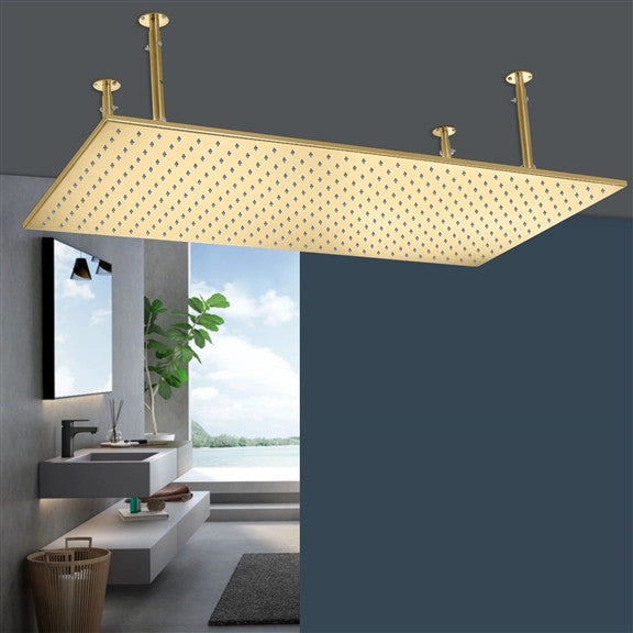 Fontana 20x40" Ceiling Mount Rain Shower Head, Polished Gold