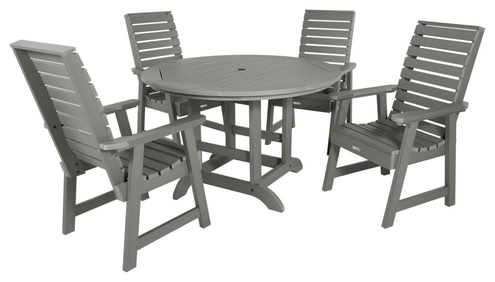 Weatherly 5-Piece Round Dining Set, Coastal Teak