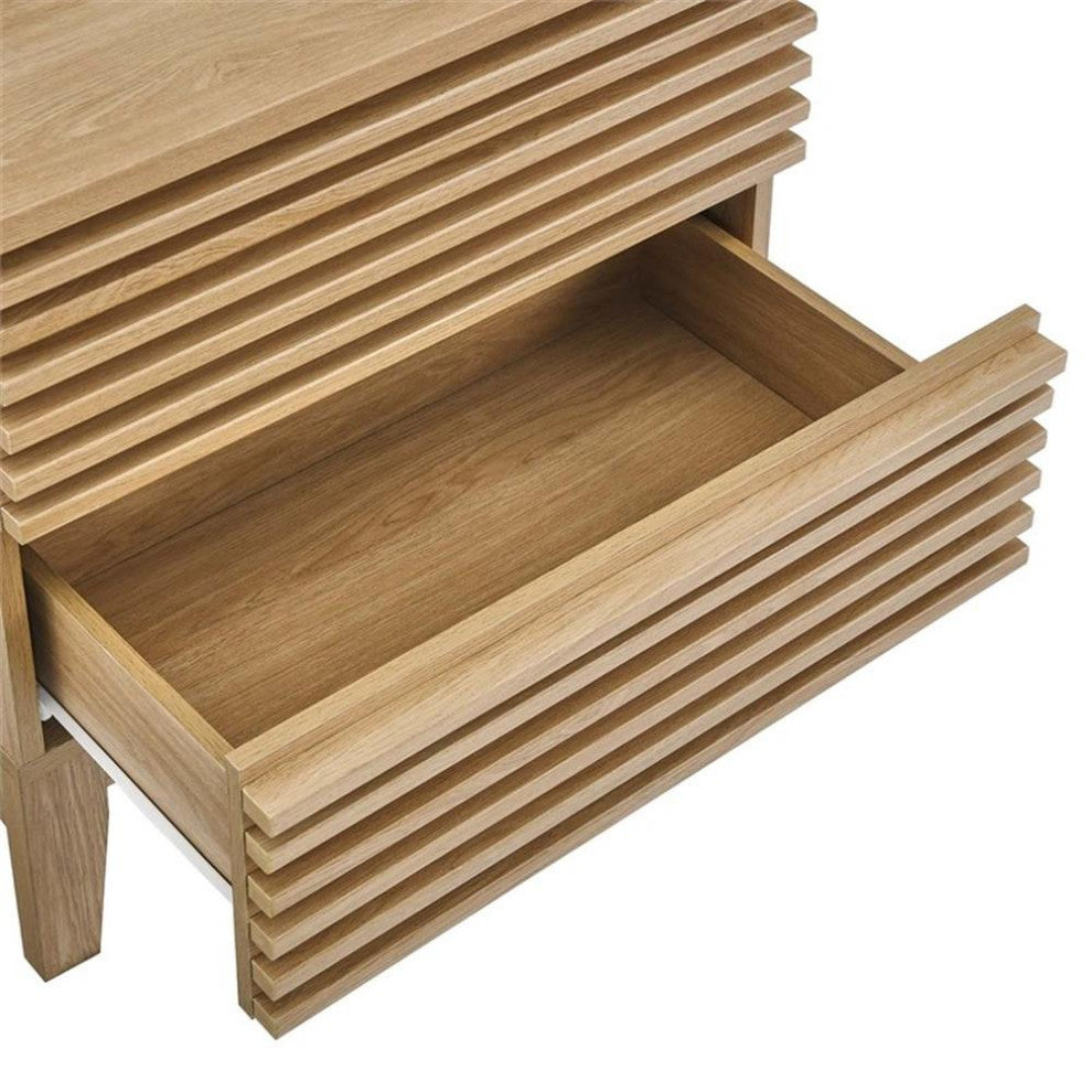 Modway Render Two-Drawer Particleboard Wood Nightstand in Oak