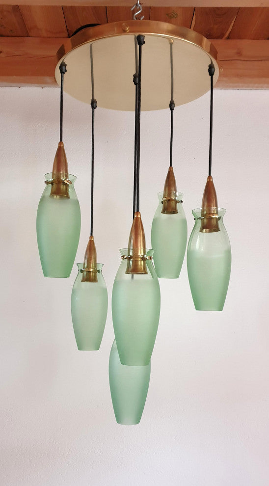 Brass and Glass Italian Mid-Century Modern Flush Mount, Arredoluce