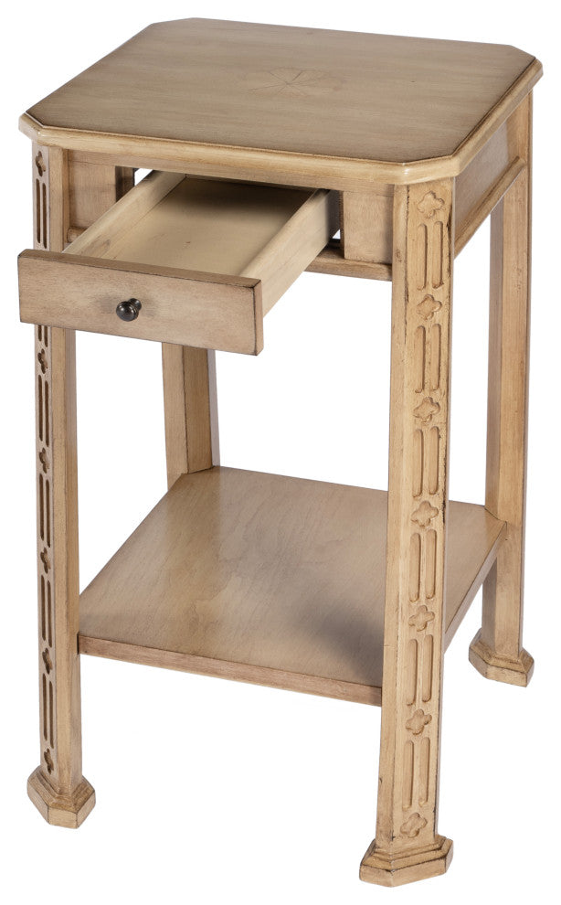Moyer Wood Side Table With Storage, Antique Beige