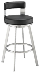 Armen Living Lynof 30" Swivel Faux Leather/Metal Bar Stool in Black/Chrome