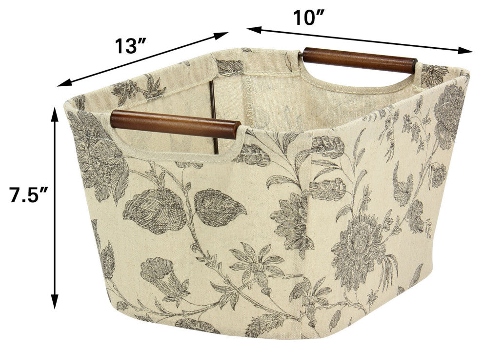 Small Tapered Storage Bin With Wood Handles