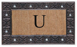 A1HC First Impression Rubber and Coir Decorative Tray Doormat 18"x30", U