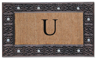 A1HC First Impression Rubber and Coir Decorative Tray Doormat 18"x30", U
