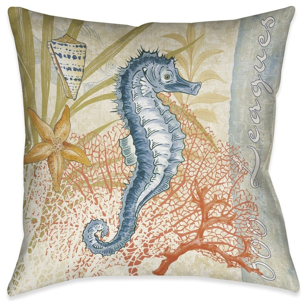 Laural Home Oceana Seahorse Outdoor Decorative Pillow, 18"x18"