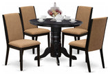 5Pc Kitchen Set 4 Chairs, Round Table Hardwood Structure -High Back & Black