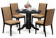 5Pc Kitchen Set 4 Chairs, Round Table Hardwood Structure -High Back & Black