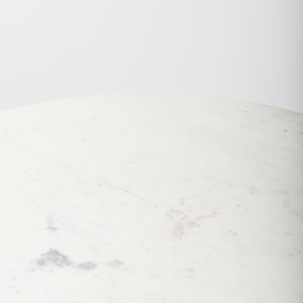 Maxwell 32" Round White Marble Accent Pedestal Bistro Table