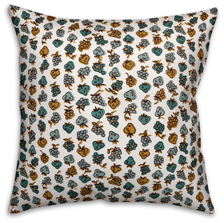 Blue Fruit Pattern Throw Pillow, 16"x16"