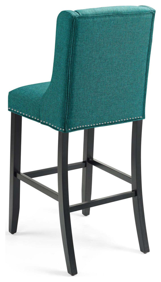Bar Stool Chair Barstool, Set of 2, Fabric, Wood, Teal Blue, Modern, Bar Pub