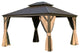 Hardtop Gazebo, Aluminum Frame Canopy with Galvanized Steel Double Roof, Brown