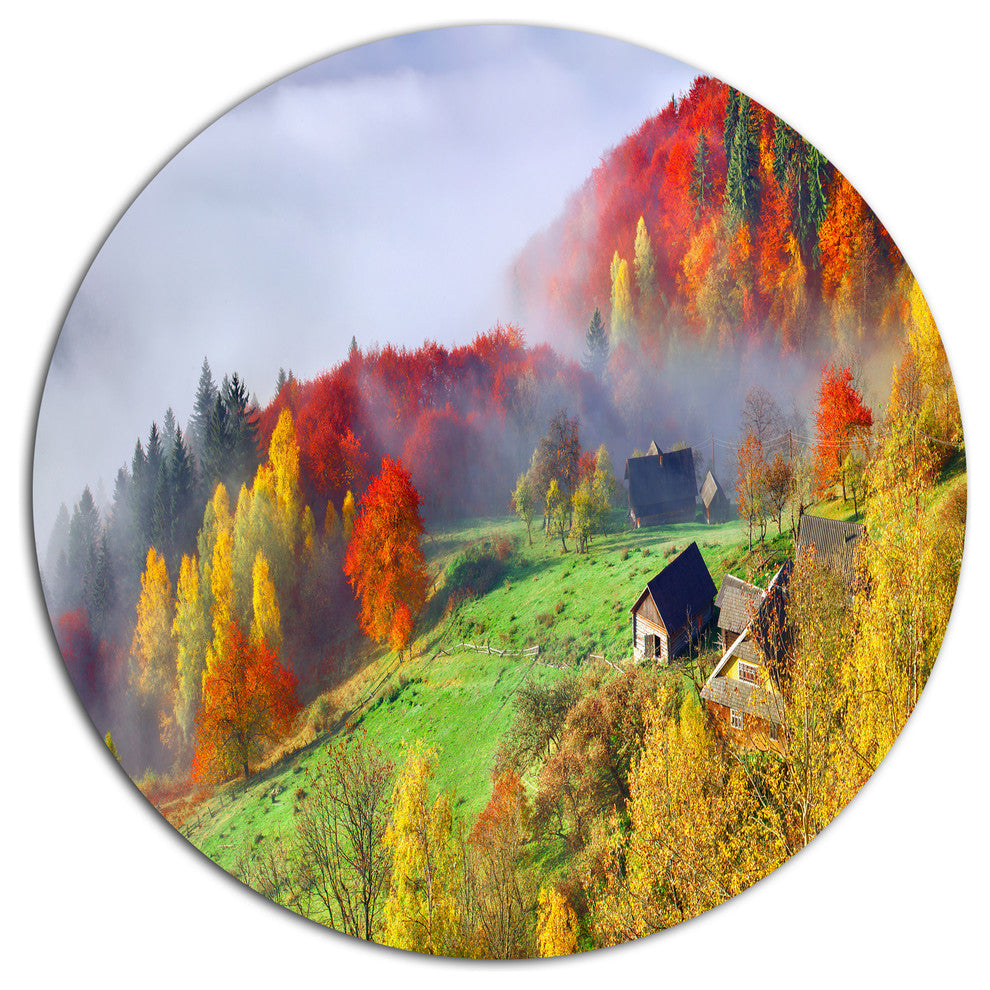 Colorful Autumn Landscape In Mountains, Landscape Disc Artwork, 36"