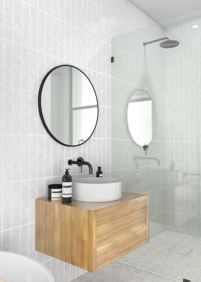 Round 24" Stainless Steel Framed Mirror, Black
