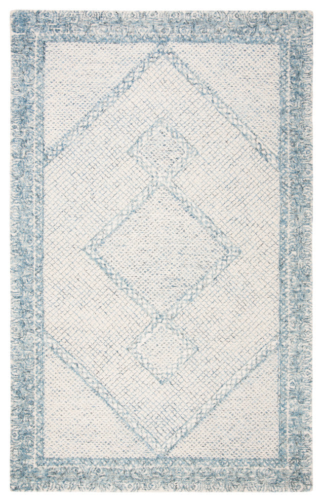 Safavieh Couture Abstract Collection, ABT345 Rug, Ivory/Blue, 6'x9'