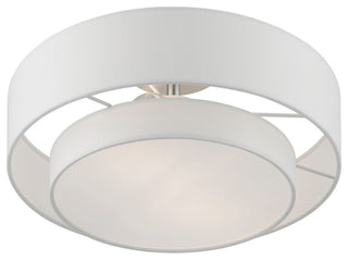 Meridian 2 Light Brushed Nickel Semi-Flush With Off-White Shade