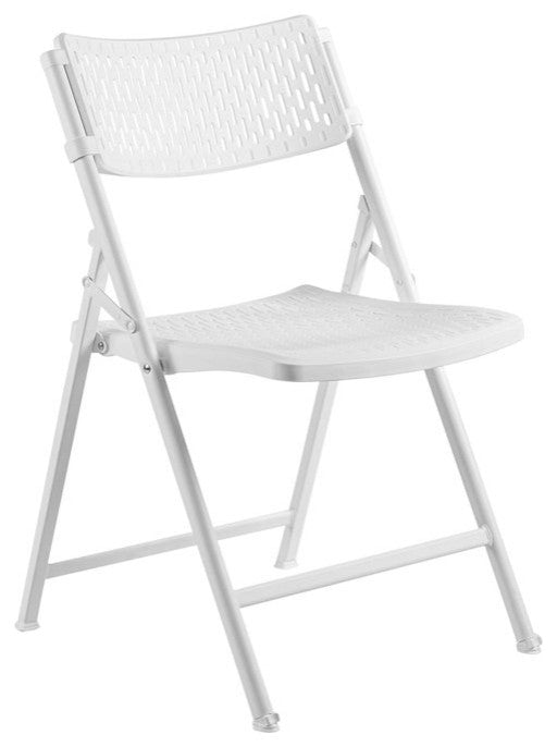 4 Pack Folding Chair, Oversized Polypropylene Seat & Ventilated Backrest, White