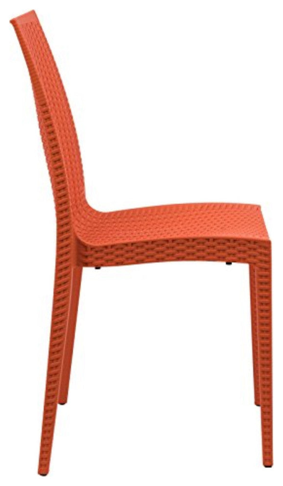 LeisureMod Weave Mace Indoor/Outdoor Dining Chair, Armless, Set of 4