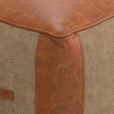 Atkinson Pouf , Tan Genuine Leather