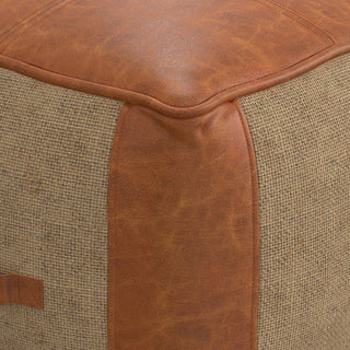 Atkinson Pouf , Tan Genuine Leather