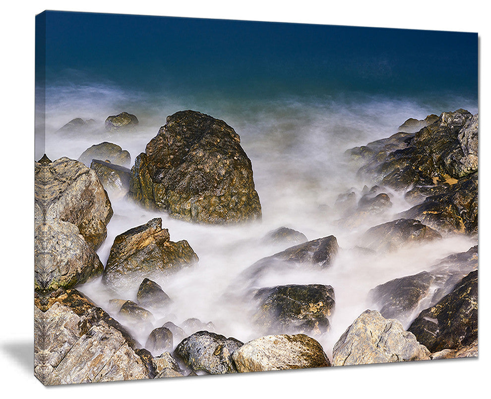 "Rocky Waves At Haeundae Coast Busan" Seascape Wall Art, 20"x12"