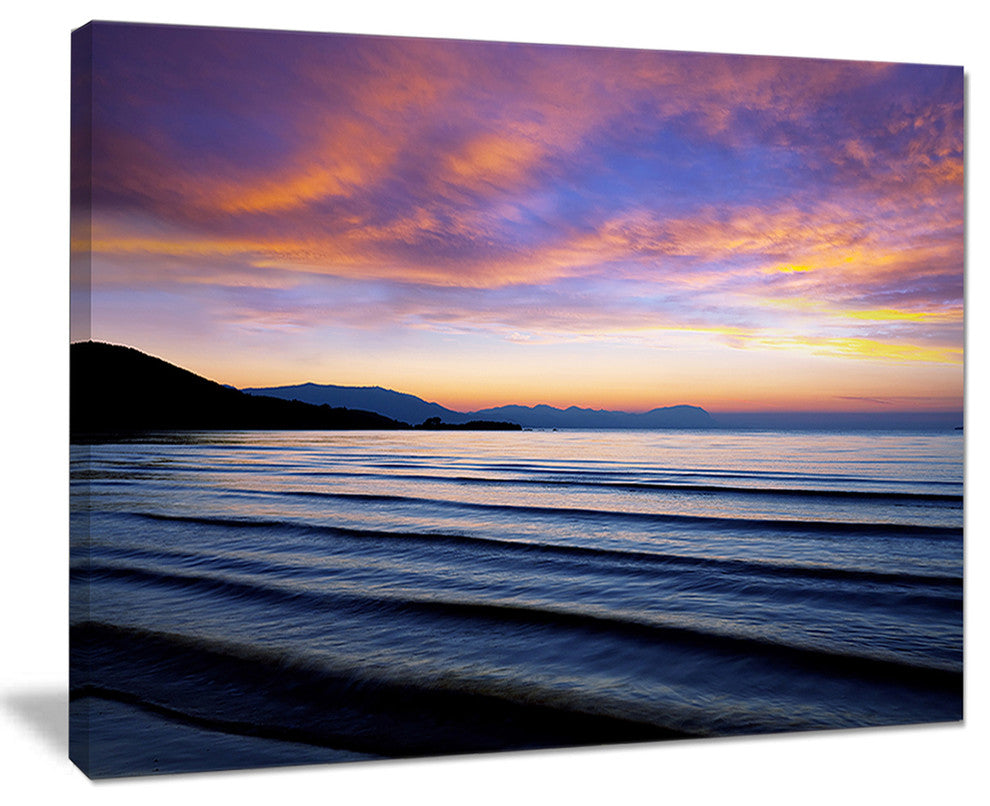 "Blue Dramatic Sky Over Layered Waves" Seashore Canvas Wall Art, 20"x12"