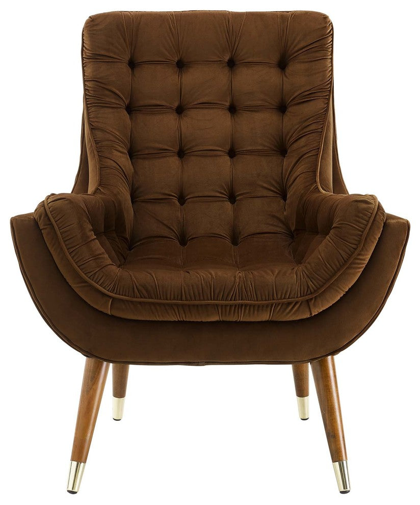 Brown Suggest Button Tufted Performance Velvet Lounge Chair